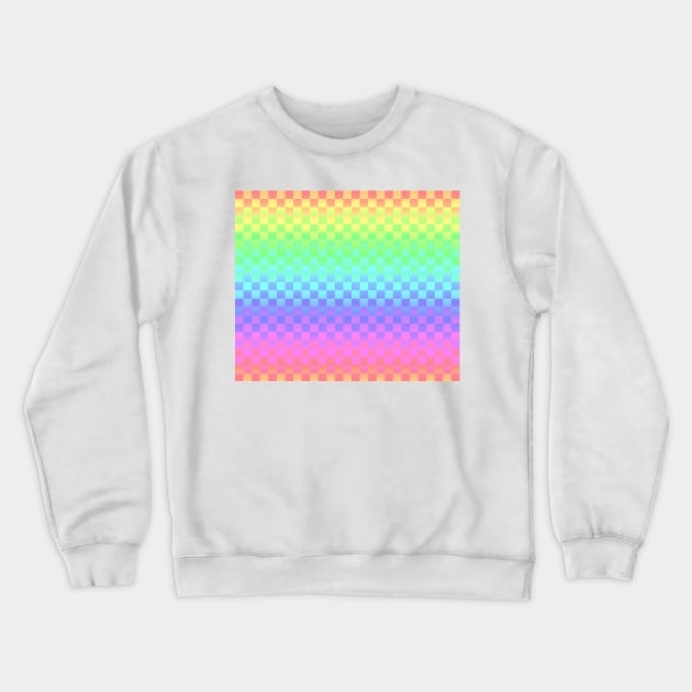 Rainbow Ombre Checkered Pattern Crewneck Sweatshirt by saradaboru